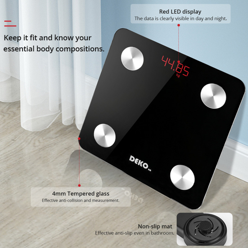 Keha rasvakaal Smart Bluetooth Vannitoa kaalu kaal Tervise jälgimine Juhtmevaba digitaalne BMI keha koostise analüsaator