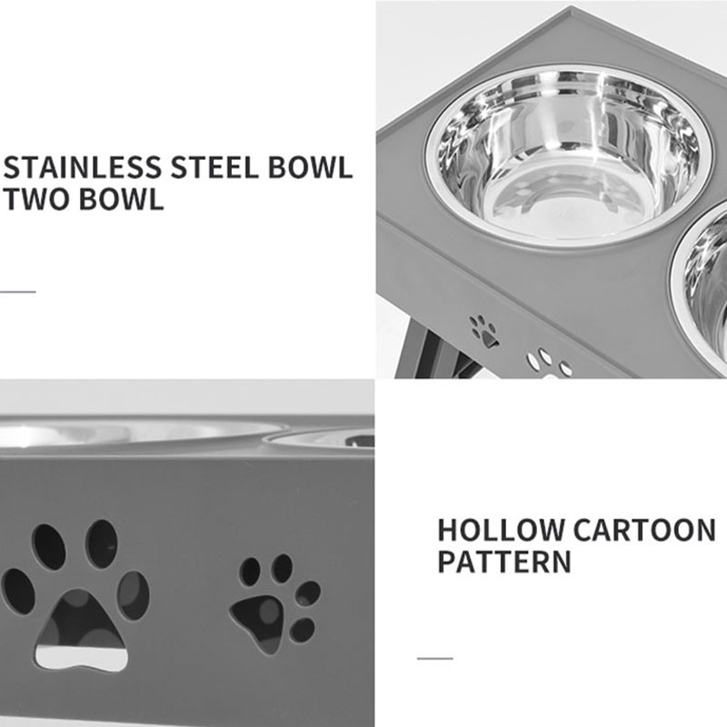 Lemmiklooma libisemiskindel koerakauss roostevabast terasest topeltkauss aluse tõstelauaga, reguleeritava kõrgusega eemaldatav lemmikloomatarbed koeratarvikud