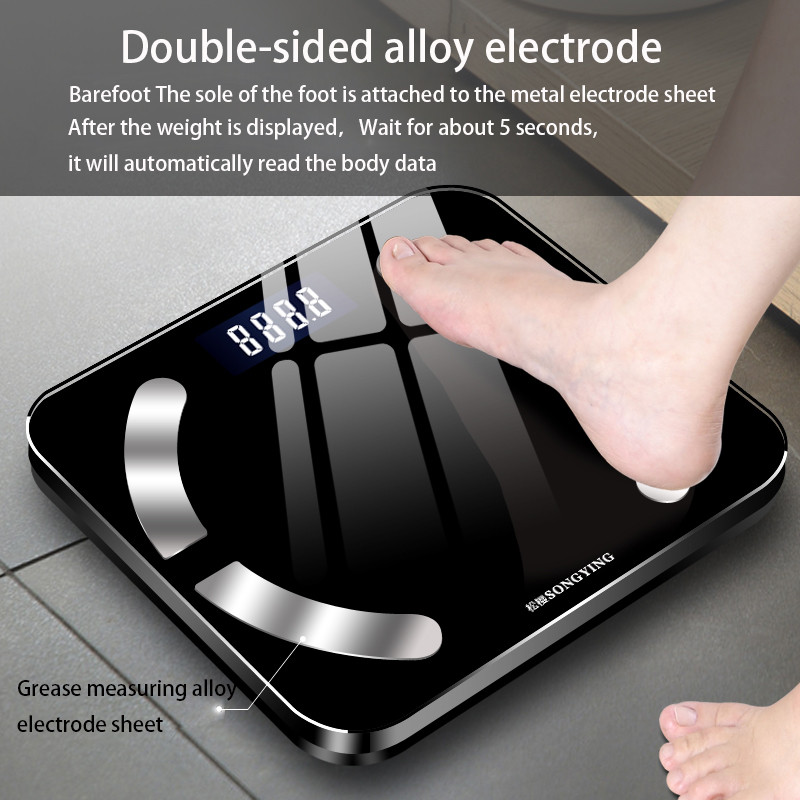 Bluetooth ķermeņa tauku svari USB elektroniskie digitālie svari Smart Weight svari grīda Vannas istabas svari ĶMI indekss 290*260mm