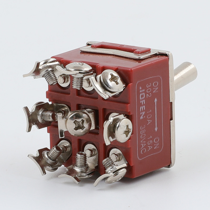 1Pcs E-TEN303 12mm 9 Pin 3Pozicijski ON-OFF-ON Preklopni prekidač 10A 380VAC/15A 250V E-TEN302 Smeđa visoke kvalitete