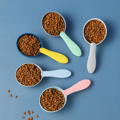 Multifunctional Dog Food Cat Food Shovel Spoon Feeding Spoon Sealed Bag Clip Creative Measuring Cup Curved Design Easy To Clean