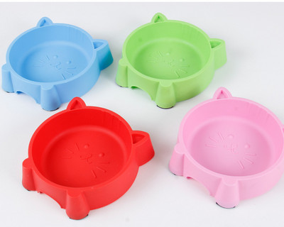 Pet Supplies Cat Shaped Pet Bowl Eco-friendly Plastic Non-Slip Cat Bowl Dog Bowl Solid Color Cute Durable Pet Accessories