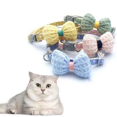 Guler de pisică de pluș drăguț cu papion elastic, cataramă de siguranță reglabilă, papion Gatos, accesorii pentru pisici pentru animale de companie, guler pentru câine, articole pentru animale de companie