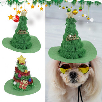 Приятно изглеждаща коледна елха, модна шапка за куче, шапка за домашни любимци, куче, коледна шапка, нетъкан плат, подобряващ атмосферата