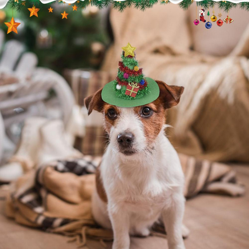 Lijepa božićna jelka, otmjena kapa za pse Pokrivala za kućne ljubimce Božićna kapa za pse Netkana tkanina koja poboljšava atmosferu