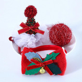 Kaķu apkakles cepures komplekts Modes audekls Izsmalcināts darbs Ziemassvētku elementi Kaķu apkakles komplekts mājas mājdzīvnieku galvassegas Kaķa apkakle