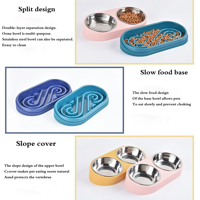 Dvostruka posuda za kućne ljubimce, mačke, pse, hranilica za pojilicu, dvostruke zdjele za mačke za kućne ljubimce, posuda za vodu, povišena posuda za hranjenje, hranilice za hranu, potrepštine za kućne ljubimce