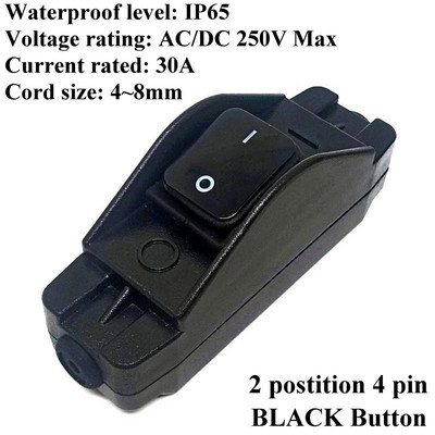 30A Vodootporan IP65 Heavy Duty Inline kabel Prekidač za uključivanje/isključivanje Max AC220V LED indikator otporan na prašinu