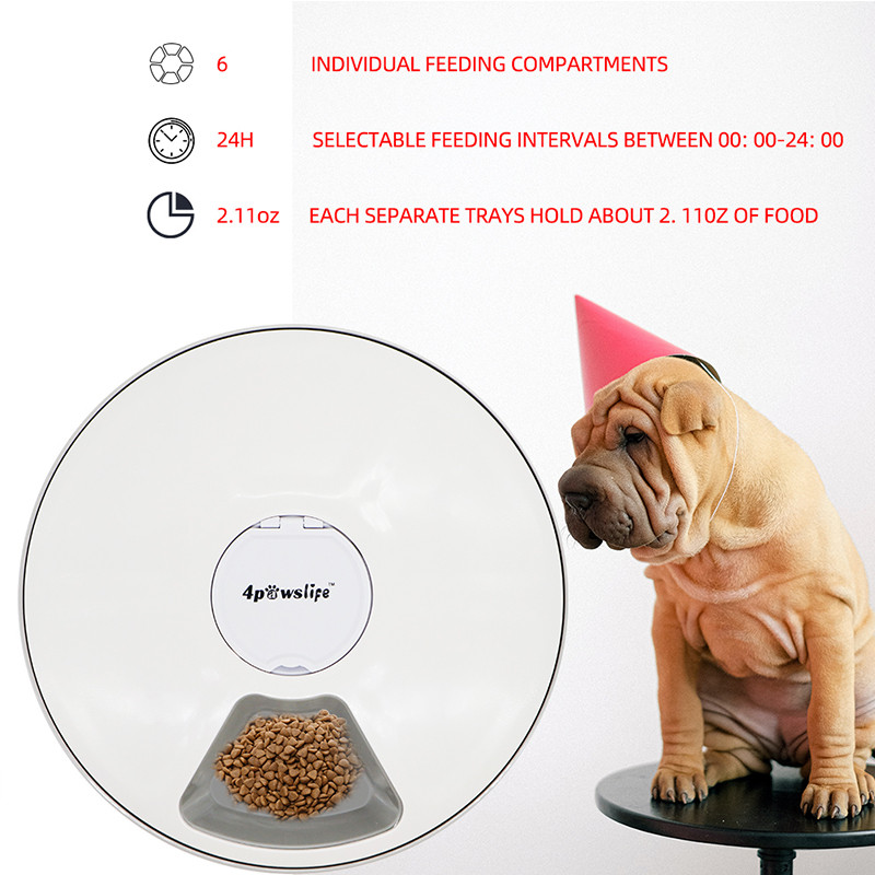 Okrugla hranilica s vremenskim rasporedom Automatska hranilica za kućne ljubimce 6 obroka 6 rešetki Mačka Pas Električni dozator suhe hrane Hrana za 24 sata Potrepštine za kućne ljubimce snižene 50%