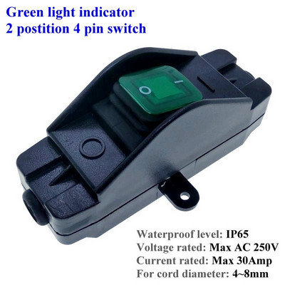 Iekļauts vada slēdža virsmas montāžas ūdensizturīgs IP65 putekļu necaurlaidīgs Max AC100~250V 30A ieslēgšanas/izslēgšanas LED indikators