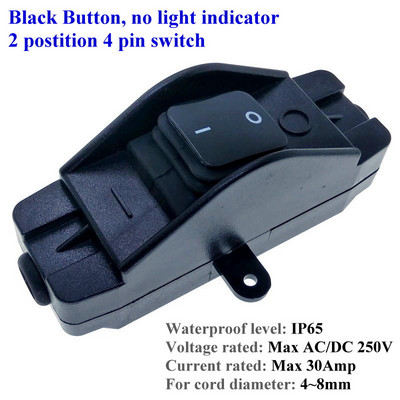 Iekļauts vada slēdža virsmas montāžas ūdensizturīgs IP65 putekļu necaurlaidīgs Max AC100~250V 30A ieslēgšanas/izslēgšanas LED indikators