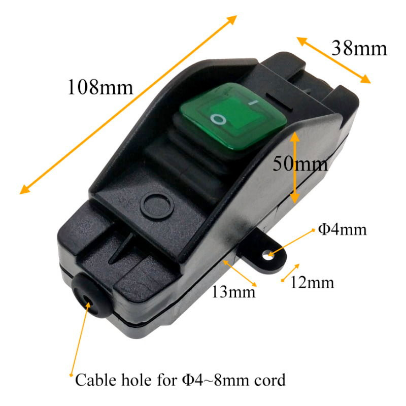Iekļauts vada slēdža virsmas montāžas ūdensizturīgs IP65 putekļu necaurlaidīgs Max AC100~250V 30A ieslēgšanas/izslēgšanas LED indikators