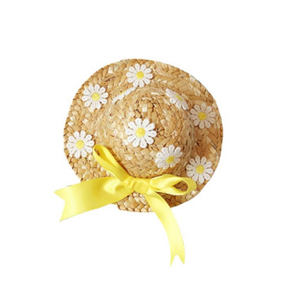 1PC Slamnati šešir za kućne ljubimce Ručno izrađeni podesivi cvjetni ljetni proljetni mačji psi, kućni ljubimci Kapa za dnevne dekore Šešir za sunce