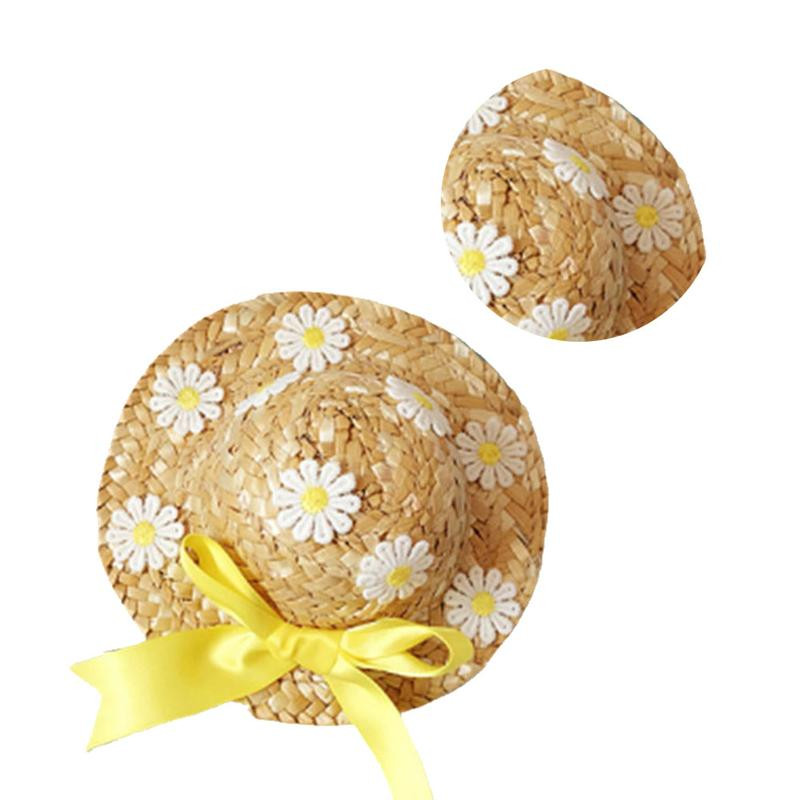 1PC Slamnati šešir za kućne ljubimce Ručno izrađeni podesivi cvjetni ljetni proljetni mačji psi, kućni ljubimci Kapa za dnevne dekore Šešir za sunce