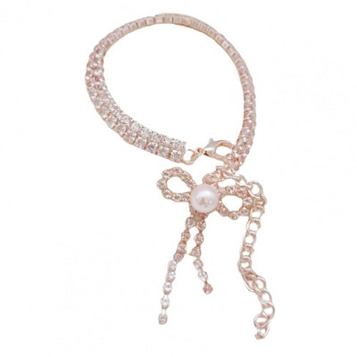Lemmikkass Ehted Kaelakee Kaelarihm Faux Pearl Ornament Oksüdatsioonivastane Vask Rhinestones Kaelakee Rekvisiidid Lemmikloomatarbed