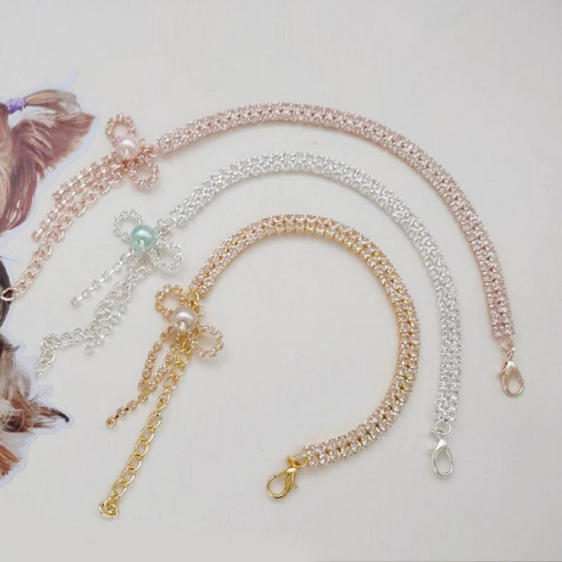 Lemmikkass Ehted Kaelakee Kaelarihm Faux Pearl Ornament Oksüdatsioonivastane Vask Rhinestones Kaelakee Rekvisiidid Lemmikloomatarbed