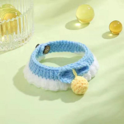 Podesiva mekana heklana ogrlica za psa, mačku, vunenu ogrlicu, slatki dodaci za vrat za kućne ljubimce, slatko štene, maca, šal za pletenje leptir mašna, poklon za ljubimca