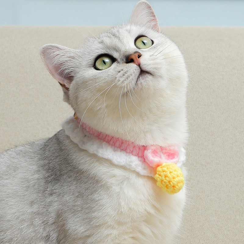 Podesiva mekana heklana ogrlica za psa, mačku, vunenu ogrlicu, slatki dodaci za vrat za kućne ljubimce, slatko štene, maca, šal za pletenje leptir mašna, poklon za ljubimca