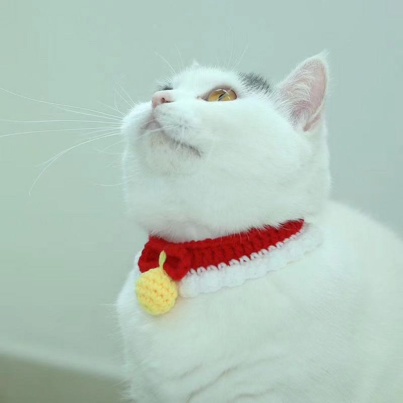 Podesiva mekana heklana ogrlica za psa, mačku, vunenu ogrlicu, slatki dodaci za vrat za kućne ljubimce, slatko štene, maca, šal za pletenje leptir mašna, poklon za ljubimca