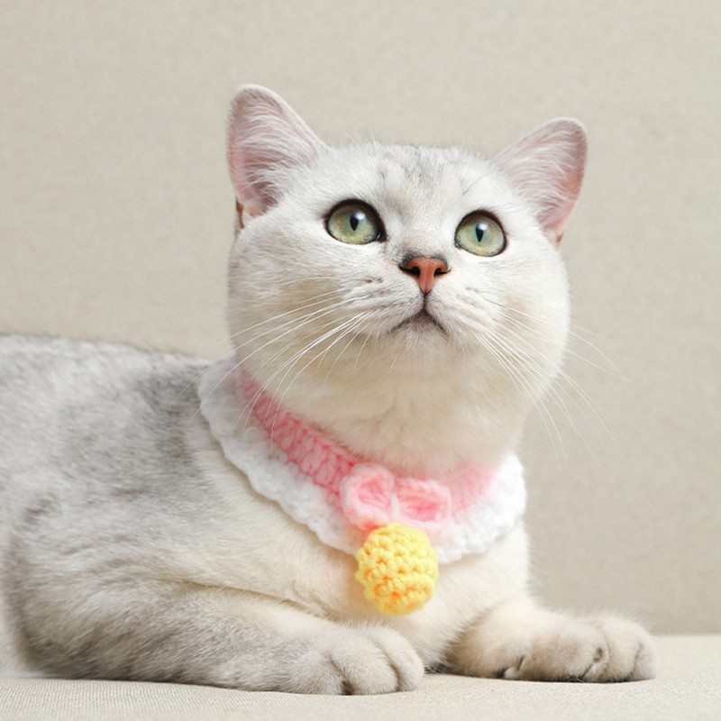 Podesiva mekana heklana ogrlica za psa, mačku, vunenu ogrlicu, slatki dodaci za vrat za kućne ljubimce, slatko štene, maca, šal za pletenje leptir mašna, poklon za ljubimca