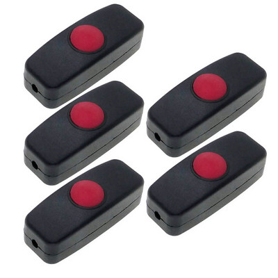 (5 iepakojumi) DC Inline IESLĒGŠANAS/IZSLĒGŠANAS vada slēdzis DIY spiedpoga 1~250V 1A
