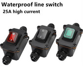 (1 PC) IP65 veekindel 25A raskeveokite suure vooluga sisekaabel sisse/välja lüliti Max AC3~220V LED indikaator tolmukindel õlikindel