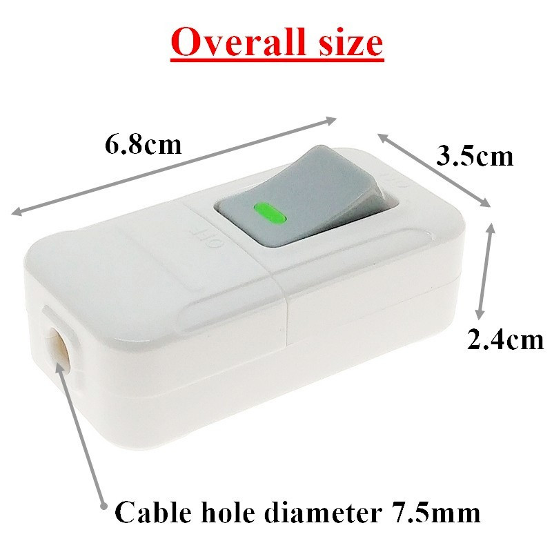 5 komplekts — iebūvēts ieslēgšanas/izslēgšanas galda apgaismojums gultas lampas vada slēdzis viena pola skrūvējams termināls AC250V 10A