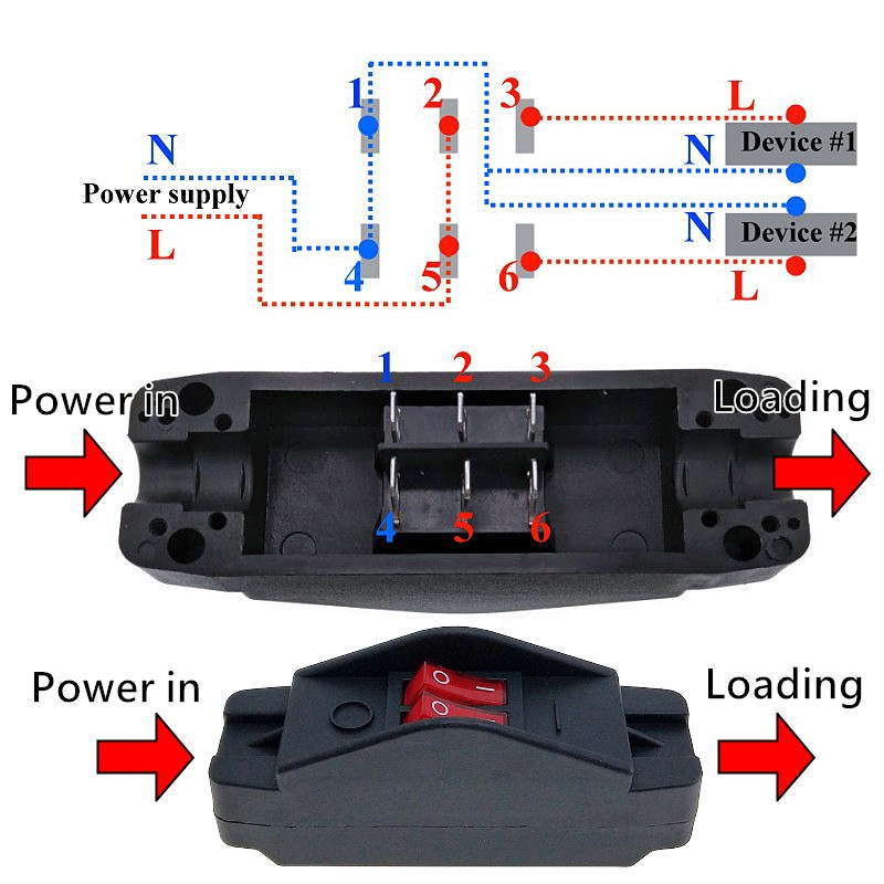 Dupleksjuhtlüliti LED-valgustusega topelt sisse-/väljalülitusnupp AC110~250V 16A 3500W