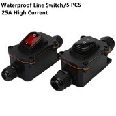 (5 KOM.) IP65 Vodootporan 25A Inline kabel za teške uvjete rada Prekidač za uključivanje/isključivanje maks. AC3~220V LED indikator Otporan na prašinu Otporan na ulje