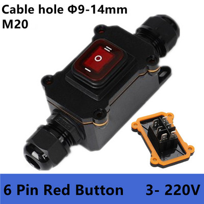 (5 KOM.) IP65 Vodootporan 25A Inline kabel za teške uvjete rada Prekidač za uključivanje/isključivanje maks. AC3~220V LED indikator Otporan na prašinu Otporan na ulje