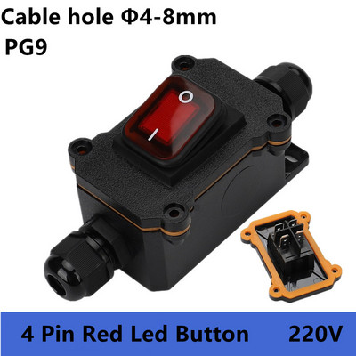 (5 KOM.) IP65 Vodootporan 25A Inline kabel za teške uvjete rada Prekidač za uključivanje/isključivanje maks. AC3~220V LED indikator Otporan na prašinu Otporan na ulje