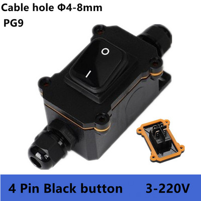 (5 KOM.) IP65 Vodootporan 25A Inline kabel za teške uvjete rada Prekidač za uključivanje/isključivanje maks. AC3~220V LED indikator Otporan na prašinu Otporan na ulje