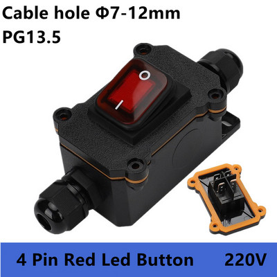 (5 KOM.) IP65 Vodootporan 25A Inline kabel za teške uvjete rada Prekidač za uključivanje/isključivanje maks. AC3~220V LED indikator Otporan na prašinu Otporan na ulje