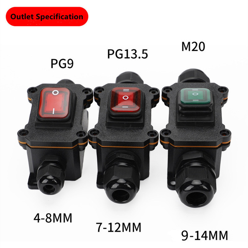 (5 KOM.) IP65 Vodootporan 25A Inline kabel za teške uvjete rada Prekidač za uključivanje/isključivanje maks. AC3~220V LED indikator Otporan na prašinu Otporan na ulje