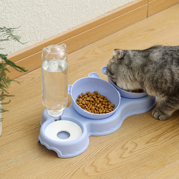 Dog Double Bowl Αυτόματη τροφοδοσία νερού διπλής χρήσης με προστασία από το πιτσίλισμα Πιάτο 1,8 λίτρων για κατοικίδιο ζώο γάτας που αναποδογυρίζει Basinanti