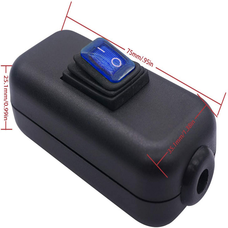 Inline prekidač Vodootporan IP65 Otporan na prašinu Max AC100~250V 10A On/Off Plavi LED indikator