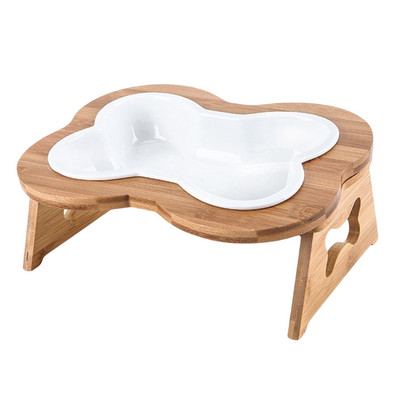 Kućni ljubimci u obliku kostiju Zdjele za pse Drveni stalak 15° nakošeni povišeni Tanjuri za hranjenje hrane protiv povraćanja Hranilica za kućne ljubimce otporna na klizanje