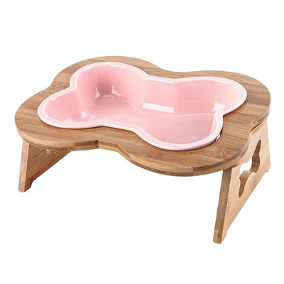 Kućni ljubimci u obliku kostiju Zdjele za pse Drveni stalak 15° nakošeni povišeni Tanjuri za hranjenje hrane protiv povraćanja Hranilica za kućne ljubimce otporna na klizanje