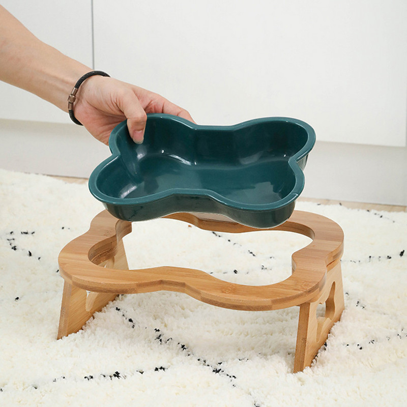 Kućni ljubimci u obliku kostiju Zdjele za pse Drveni stalak 15° nakošeni povišeni Tanjuri za hranjenje hrane protiv povraćanja Hranilica za kućne ljubimce otporna na klizanje