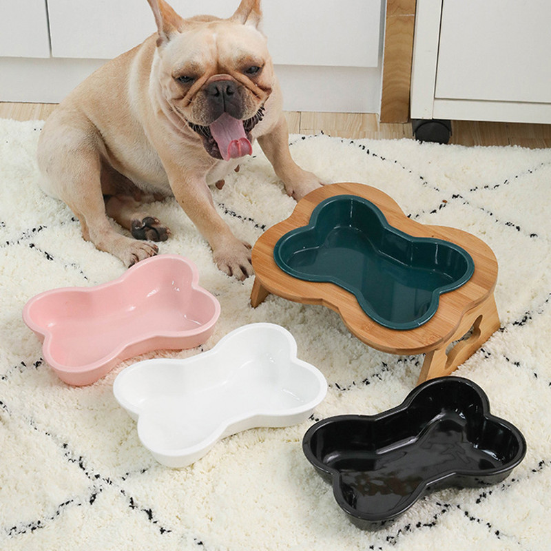 Kućni ljubimci u obliku kostiju Zdjele za pse Drveni stalak 15° nakošeni povišeni Tanjuri za hranjenje hrane protiv povraćanja Hranilica za kućne ljubimce otporna na klizanje