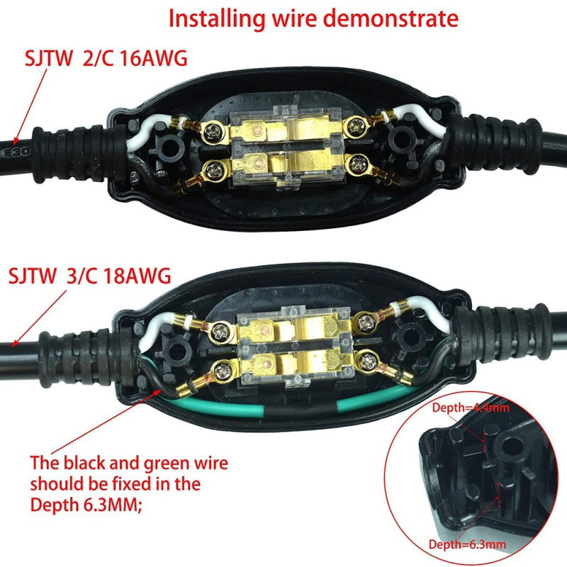 IP65 veekindel inline lüliti 2 poolusega tõuke nupp koos kruviklemmiga AC/DC 250V 3A