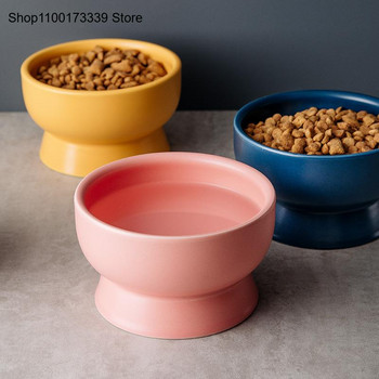 Керамична чиния за хранене за домашни любимци Купа за вода за котки Кученце Коте Скраб за врата Керамика Купа Аксесоари за кучешка храна