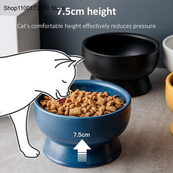 Керамична чиния за хранене за домашни любимци Купа за вода за котки Кученце Коте Скраб за врата Керамика Купа Аксесоари за кучешка храна