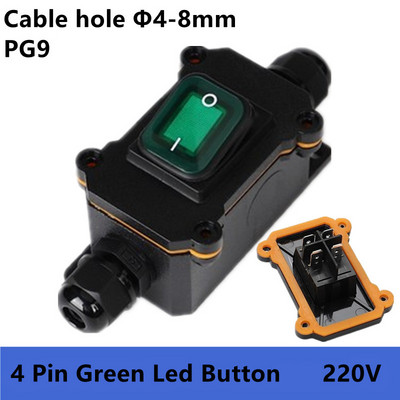 (2 KOM.) IP65 Vodootporan 25A Inline kabel za teške uvjete rada Prekidač za uključivanje/isključivanje Max. AC3~220V LED indikator Otporan na prašinu Otporan na ulje