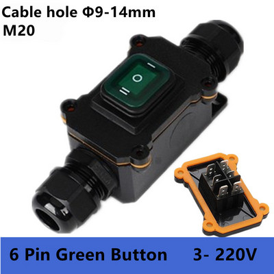 (2 KOM.) IP65 Vodootporan 25A Inline kabel za teške uvjete rada Prekidač za uključivanje/isključivanje Max. AC3~220V LED indikator Otporan na prašinu Otporan na ulje