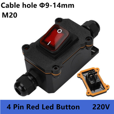 (2 KOM.) IP65 Vodootporan 25A Inline kabel za teške uvjete rada Prekidač za uključivanje/isključivanje Max. AC3~220V LED indikator Otporan na prašinu Otporan na ulje