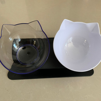 Libisemiskindel kahekordne kassikauss koerakauss koos alusega Kaitske emakakaela selgroolüli Lemmiklooma toitmise kassi veekauss lemmikloomakausside jaoks Söötmistarvikud