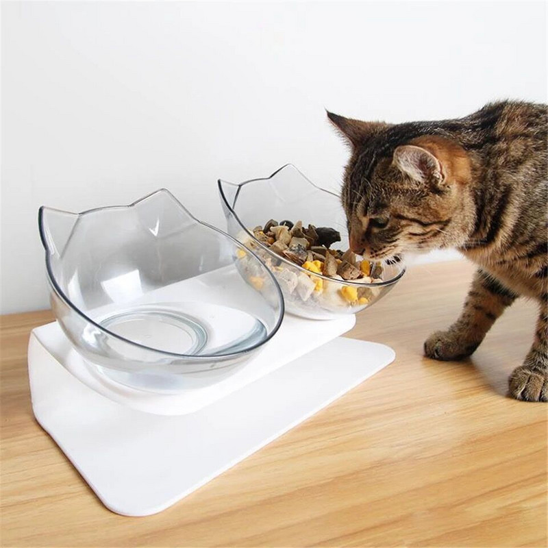 Libisemiskindel kahekordne kassikauss koerakauss koos alusega Kaitske emakakaela selgroolüli Lemmiklooma toitmise kassi veekauss lemmikloomakausside jaoks Söötmistarvikud