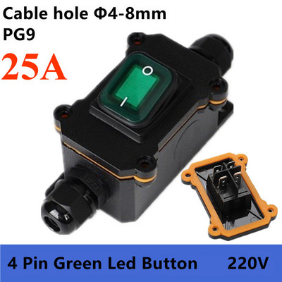 IP65 veekindel 16A 25A raskeveokite suure vooluga sisekaabel sisse/välja lüliti Max AC3~220V LED indikaator tolmukindel õlikindel