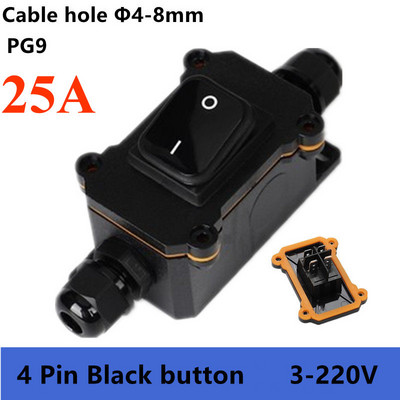 IP65 veekindel 16A 25A raskeveokite suure vooluga sisekaabel sisse/välja lüliti Max AC3~220V LED indikaator tolmukindel õlikindel
